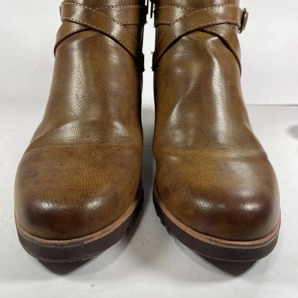 LifeStride Velocity 2.0 Women's Wedge Ankle Boots Brown Sz 10W Comfort Booties